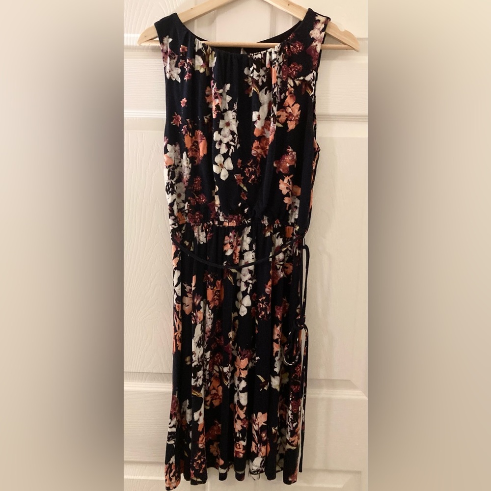 Loft navy floral dress, size M